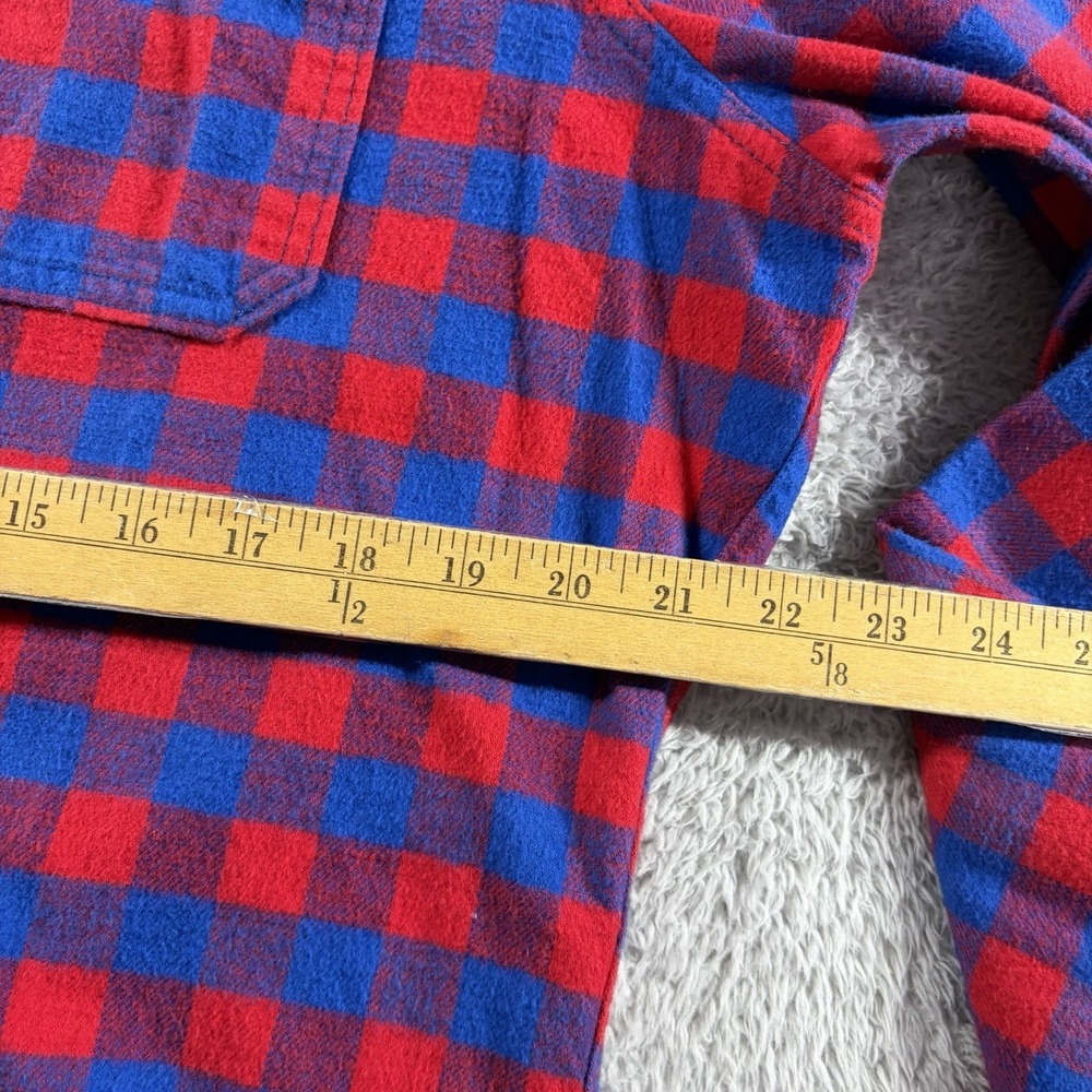 Abercrombie & Fitch Flannel Shirt Mens Large Blue Red Plaid Heavyweight Muscle - Picture 5 of 7